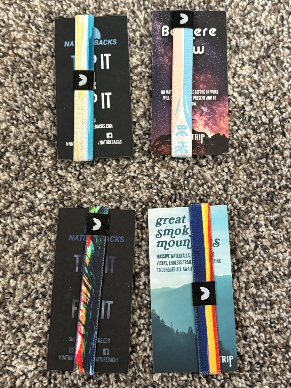 Nature Backs wristbands bracelets NEW Festival Beach Be Here Now Smoky Mtns